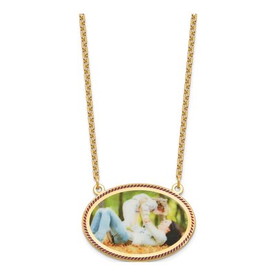 Gold-Plated Sterling Silver Personalized Oval Photo Pendant Necklace – view 2