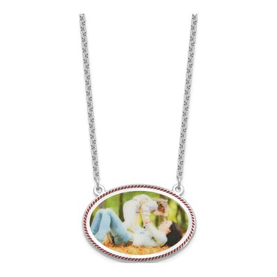Sterling Silver Personalized Oval Photo Necklace – view 2