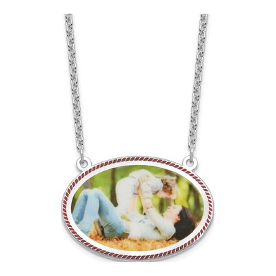 Sterling Silver Personalized Oval Photo Necklace