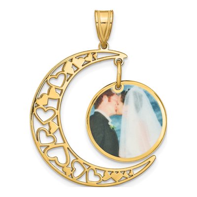 Gold-Plated Sterling Silver Personalized Moon Photo Pendant