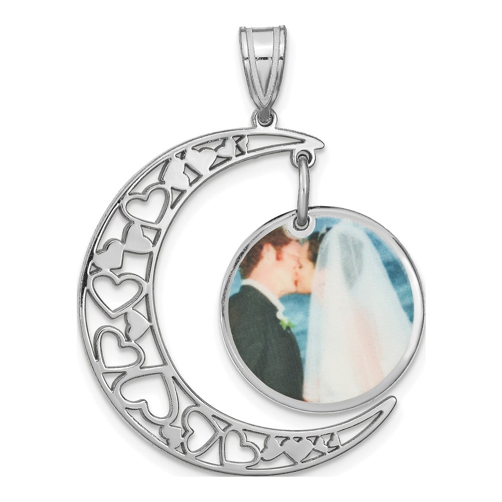 Sterling Silver Personalized Moon Photo Pendant