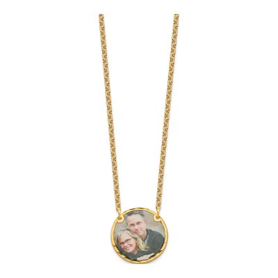 Gold-Plated Sterling Silver Diamond-Cut Picture Disc Pendant Necklace – view 2