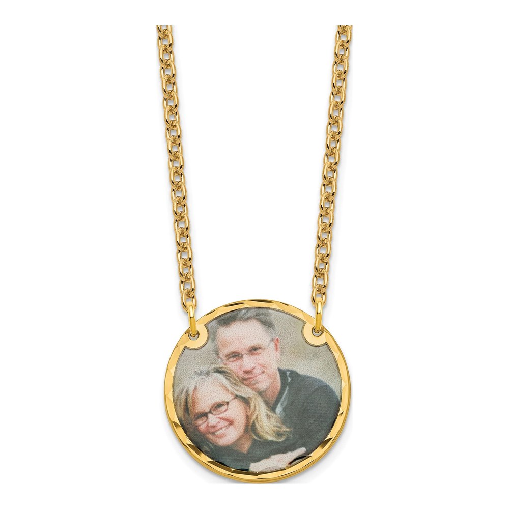 18" Gold Plated Diamond-Cut Picture Disc Necklace