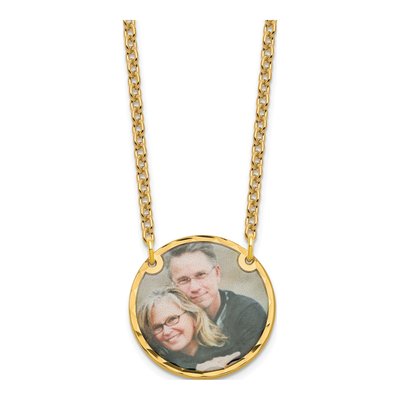 Gold-Plated Sterling Silver Diamond-Cut Picture Disc Pendant Necklace