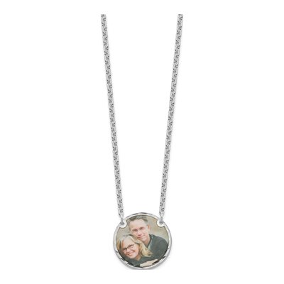 Sterling Silver Diamond-Cut Photo Disc Pendant Necklace – view 2