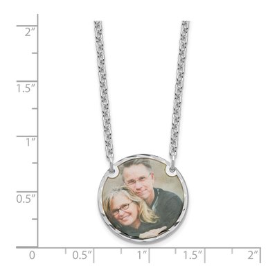Sterling Silver Diamond-Cut Photo Disc Pendant Necklace – view 3