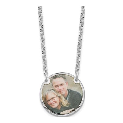 Sterling Silver Diamond-Cut Photo Disc Pendant Necklace