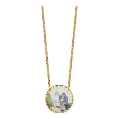 Gold-Plated Sterling Silver Personalized Picture Disc Pendant Necklace – view 2