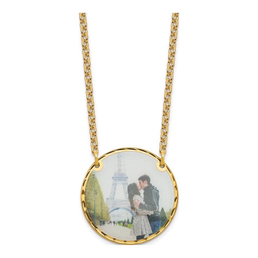 Gold-Plated Sterling Silver Personalized Picture Disc Pendant Necklace