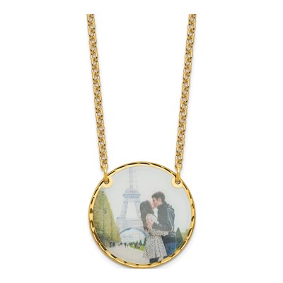 Gold-Plated Sterling Silver Personalized Picture Disc Pendant Necklace