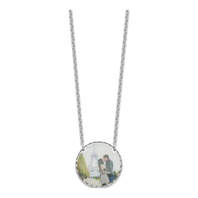 Sterling Silver Personalized Photo Disc Pendant Necklace – view 2