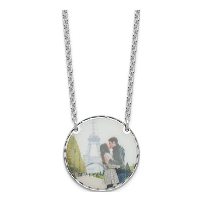 Sterling Silver Personalized Photo Disc Pendant Necklace