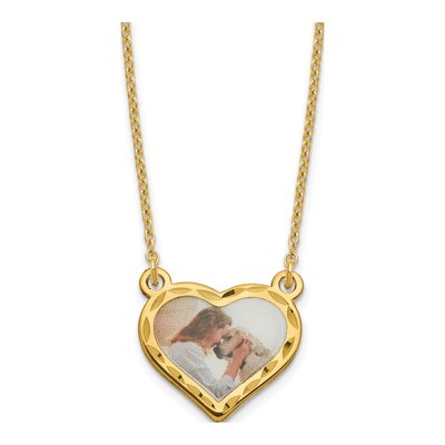 Gold-Plated Sterling Silver Personalized Heart Photo Necklace