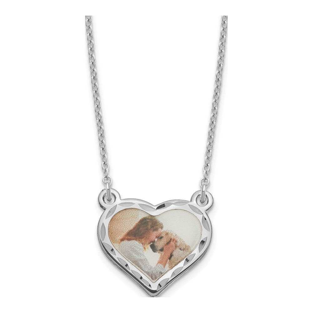 Sterling Silver Small Heart Photo Necklace, 18 In