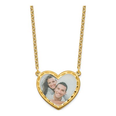 Gold-Plated Sterling Silver Personalized Heart Photo Necklace