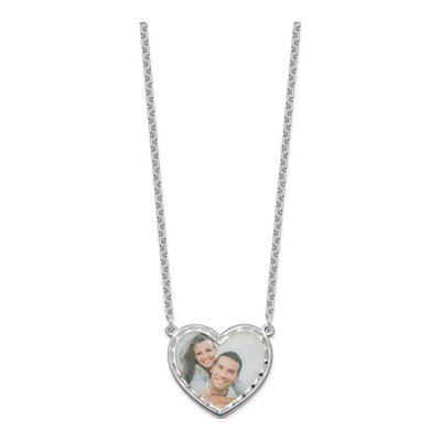 Sterling Silver Diamond-Cut Heart Photo Necklace – view 2