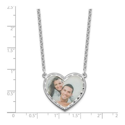 Sterling Silver Diamond-Cut Heart Photo Necklace – view 3