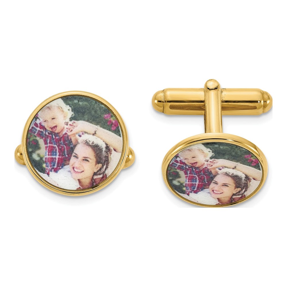 Men's Gold-Plated Photo Cuff Links