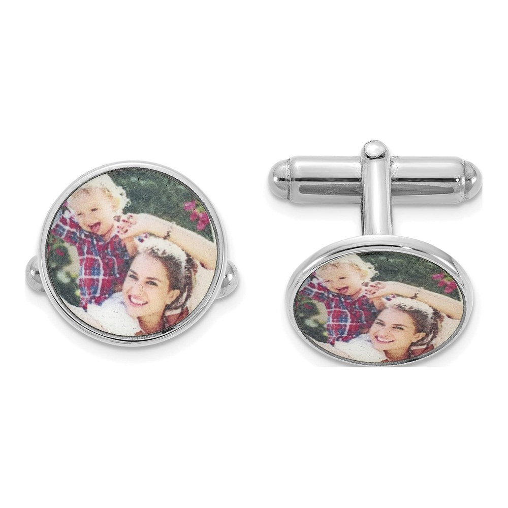 Men's Sterling Silver Photo Cuff Link