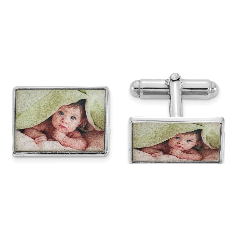 Men's Sterling Silver Photo Cuff Links