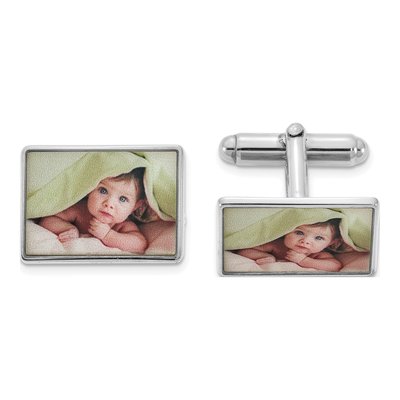 Men's Sterling Silver Photo Cuff Links