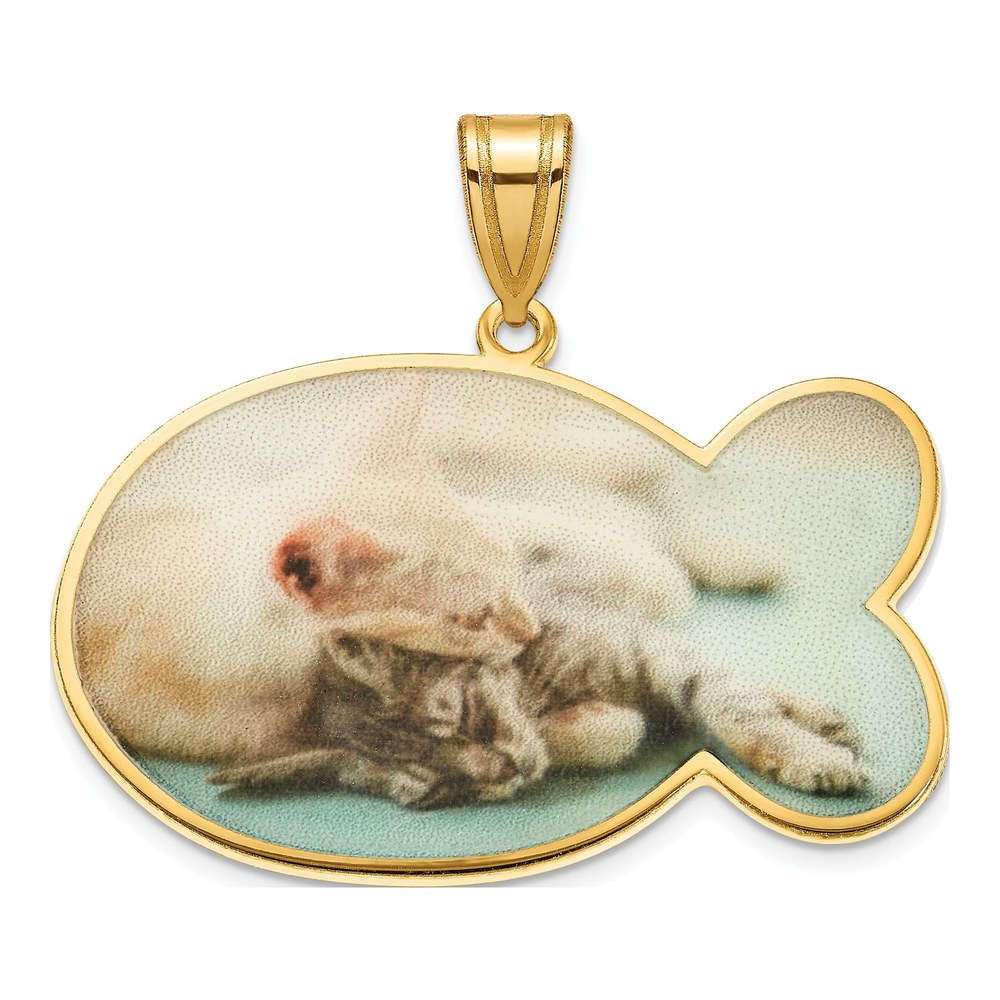 Gold-Plated Sterling Silver Personalized Fish Photo Pendant