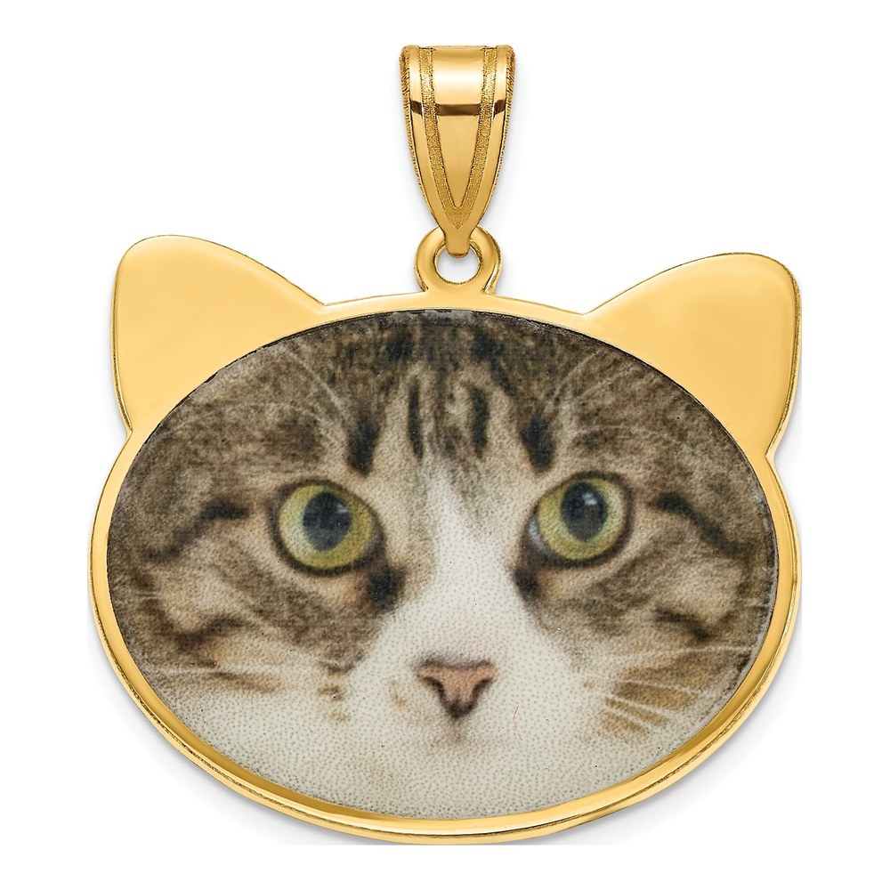 Gold-Plated Sterling Silver Personalized Animal Ears Photo Pendant