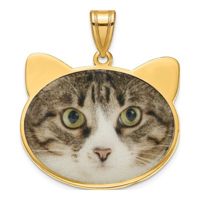 Gold-Plated Sterling Silver Personalized Animal Ears Photo Pendant