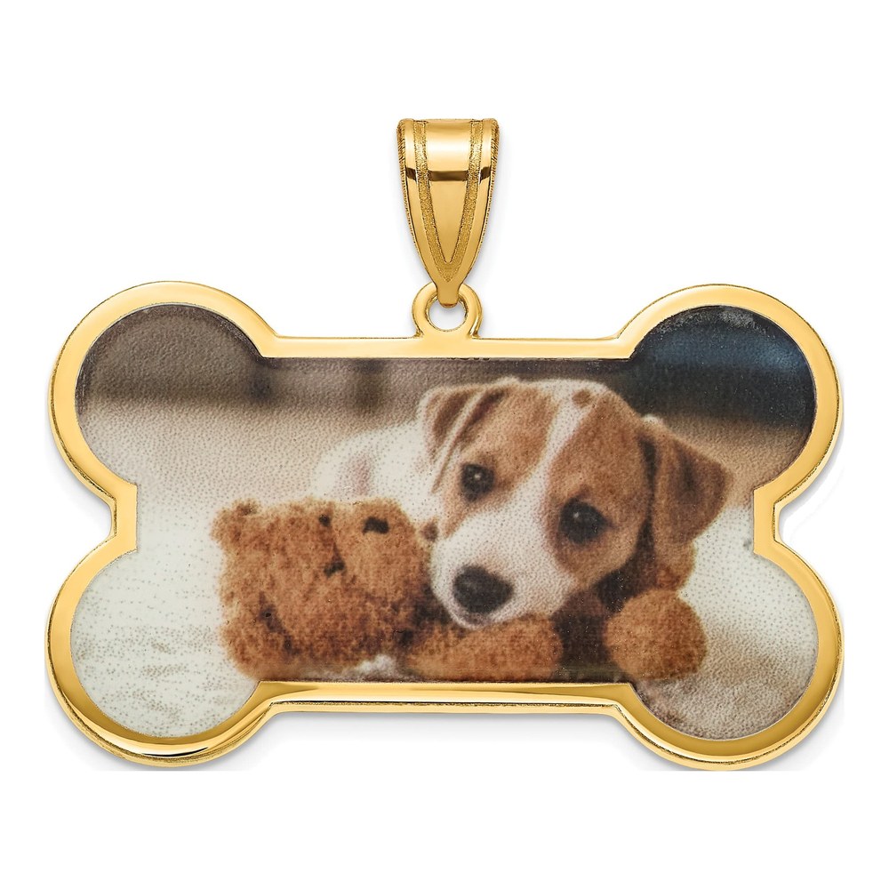 Personalized Dog Bone Photo Pendant, Sterling Silver