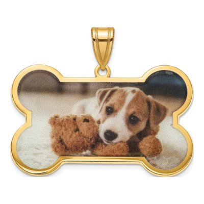 Gold-Plated Sterling Silver Personalized Dog Bone Photo Pendant