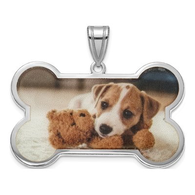 Sterling Silver Dog Bone Photo Pendant