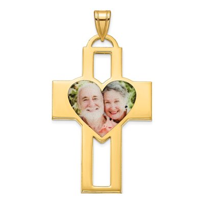 Gold-Plated Sterling Silver Personalized Cross Photo Pendant