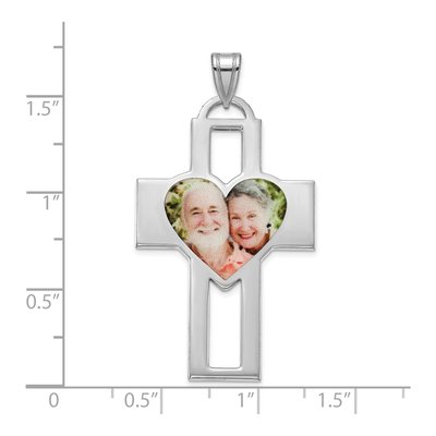 Sterling Silver Personalized Cross Photo Pendant – view 3
