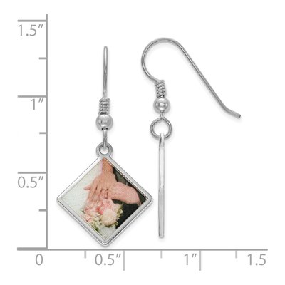 Sterling Silver Custom Photo Diamond-Shape Dangle Earrings – view 2