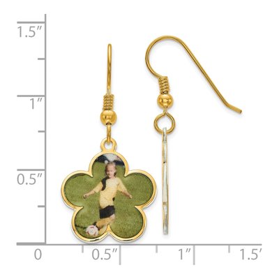 Gold-Plated Sterling Silver Personalized Flower Photo Dangle Earrings – view 2