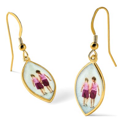 Gold-Plated Sterling Silver Personalized Photo Dangle Earrings – view 3