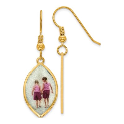 Gold-Plated Sterling Silver Personalized Photo Dangle Earrings