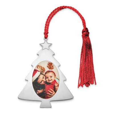 Sterling Silver Christmas Tree Photo Ornament