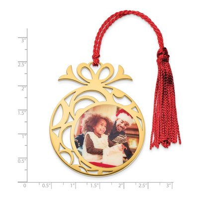 Personalized Sterling Silver Gold-Plated Photo Ornament – view 3
