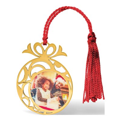 Personalized Sterling Silver Gold-Plated Photo Ornament – view 5