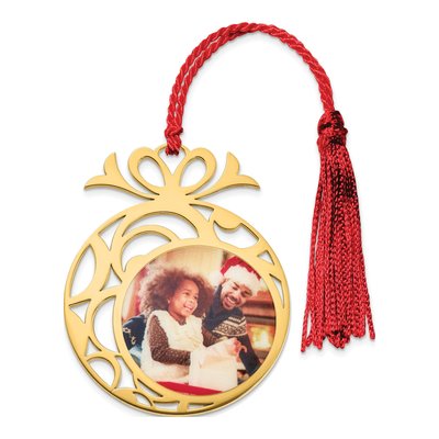 Personalized Sterling Silver Gold-Plated Photo Ornament