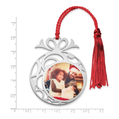 Sterling Silver Circle Photo Ornament, Personalized – view 3