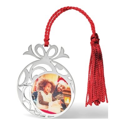 Sterling Silver Circle Photo Ornament, Personalized – view 5