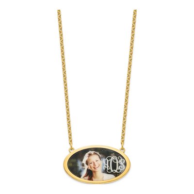 Gold-Plated Sterling Silver Personalized Oval Photo Necklace – view 2