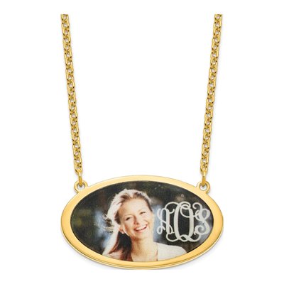 Gold-Plated Sterling Silver Personalized Oval Photo Necklace