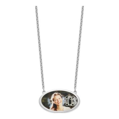 Sterling Silver Personalized Oval Photo Necklace – view 2