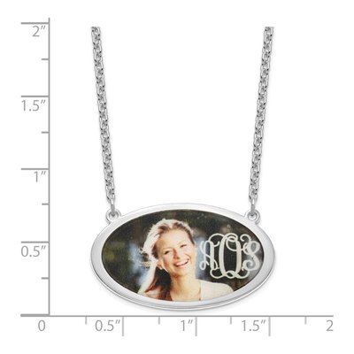 Sterling Silver Personalized Oval Photo Necklace – view 3