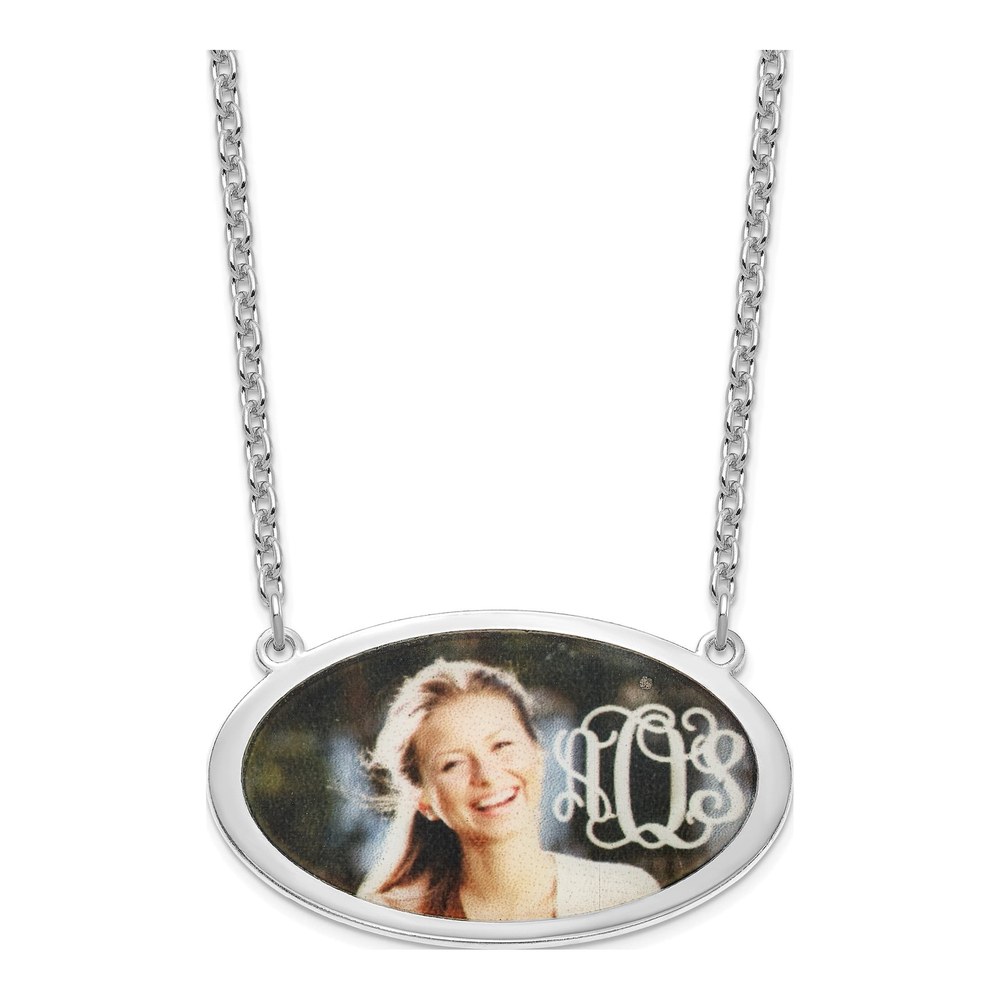 Sterling Silver Personalized Oval Photo Necklace
