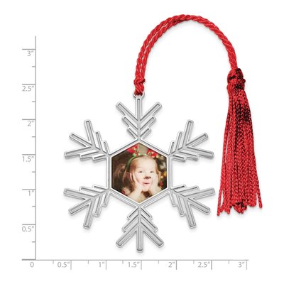 Sterling Silver Snowflake Photo Ornament, Engravable – view 3
