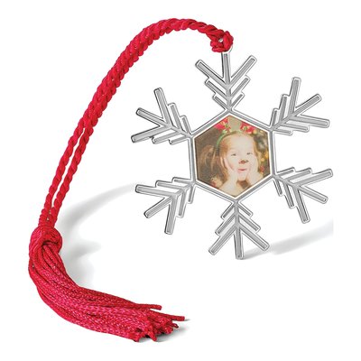 Sterling Silver Snowflake Photo Ornament, Engravable – view 5